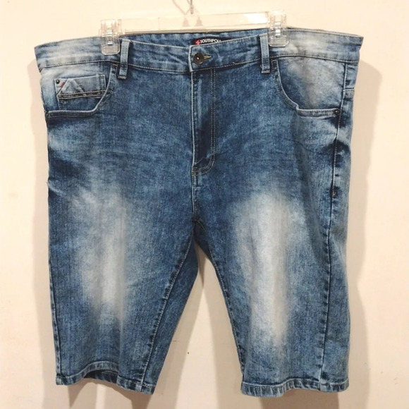 South Pole Men's Faded Denim Bermuda Length Shorts Sz Slim 40-Skater Y2K Casual - Picture 1 of 7
